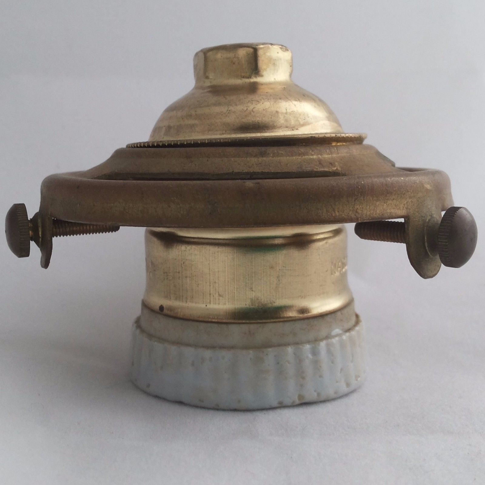 Brass Light Bulb Socket Lamp Vintage Antique Porcelain Shade Holder Size 2 1/4''