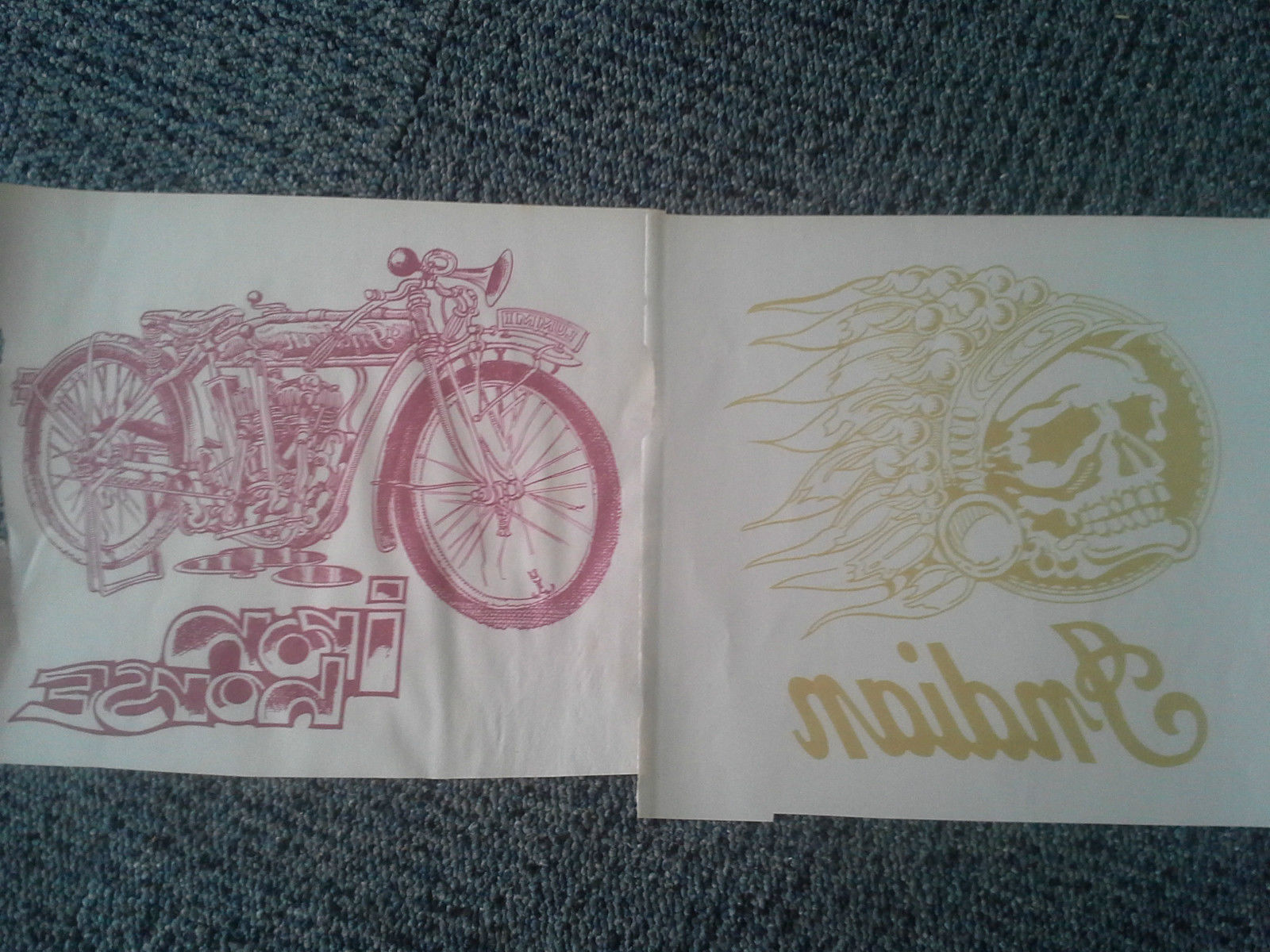 2 INDIAN IRON ON TSHIRT TRANSFERS..circa 1970s/1980s Iron Horse