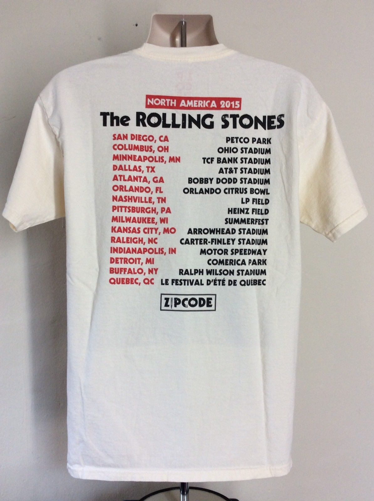 The Rolling Stones Zip Code Tour 2015 Concert T-Shirt L Classic Rock Band