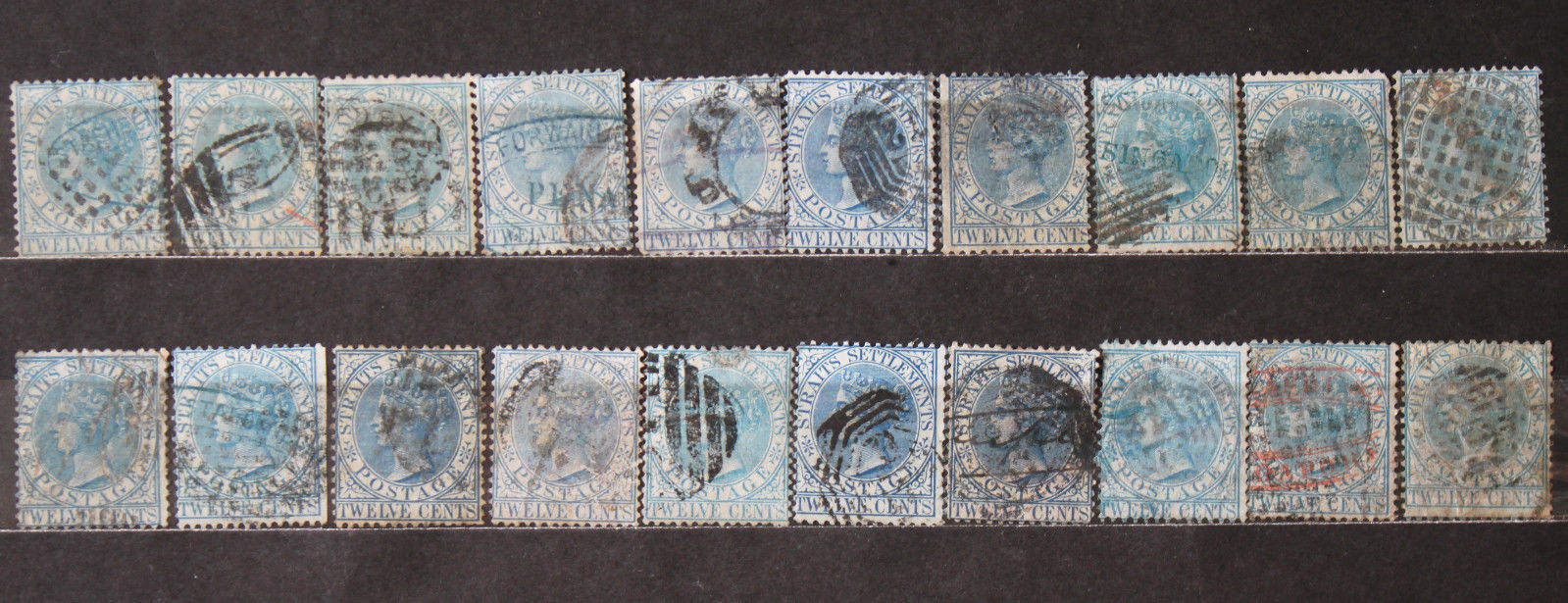 Malaya Straits Settlements QV 12C Blue Wmk.CC Used 20 Stamps