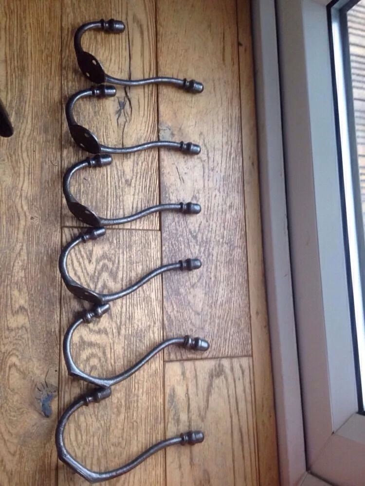 A Set Of 6 Original Victorian Church Cast Iron Coat Hooks