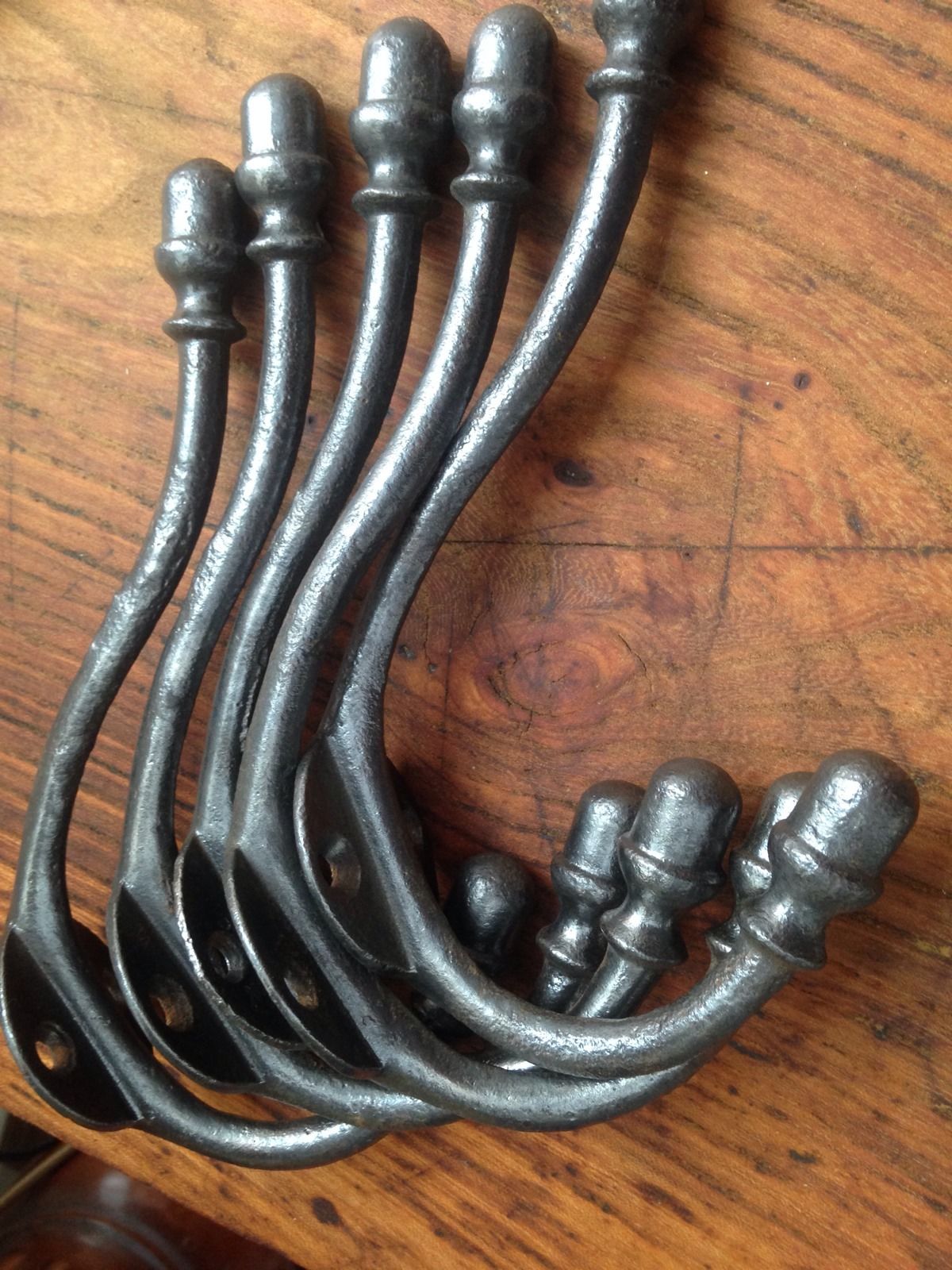 A Set Of 6 Original Victorian Church Cast Iron Coat Hooks