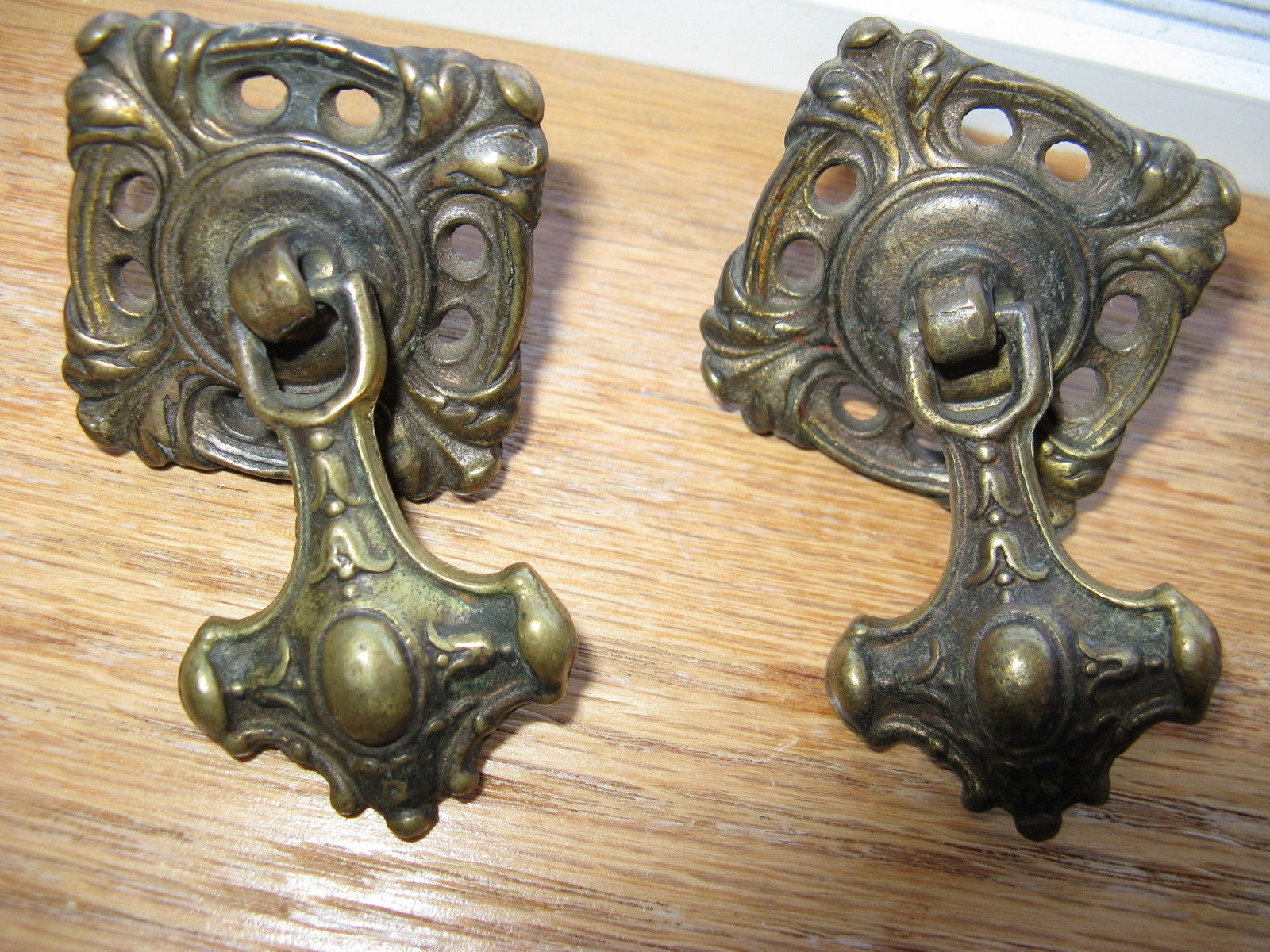 4 1920's Art Deco vintage Antique metal Dresser Drawer Pulls Handle