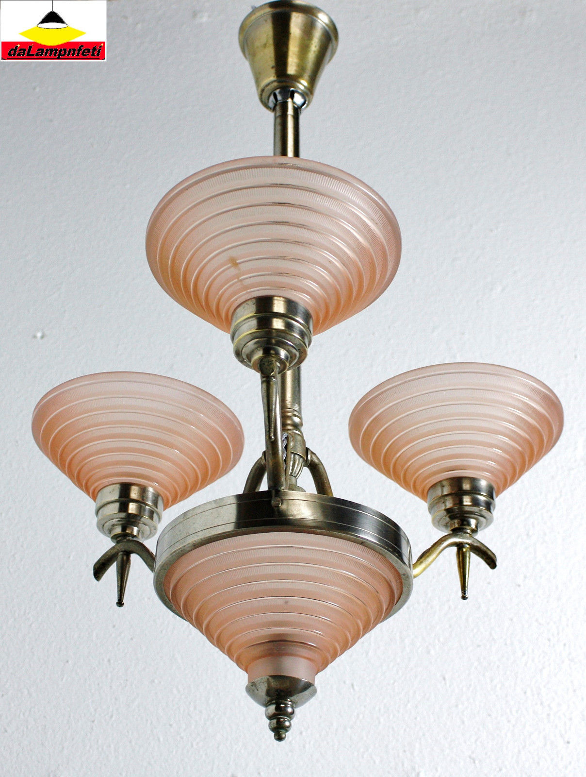 G. LELEU stunning Art Deco chandelier ceiling light fixture lamp signed