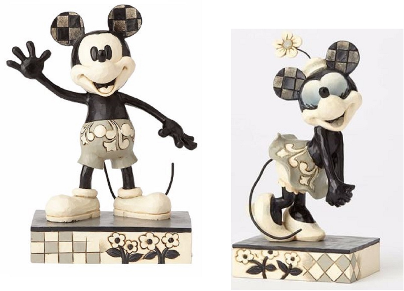 Jim Shore Disney Get a Horse Black White Minnie and Mickey Mouse Figurine Set 2