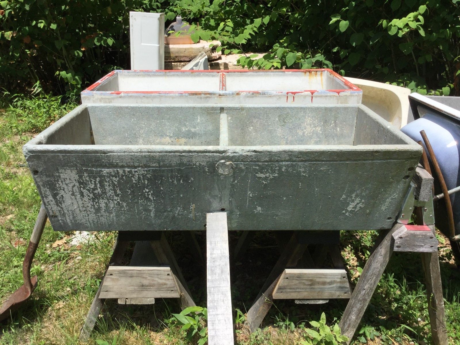 Antique Vintage Old Deep Double Basin Soapstone Sink Laundry