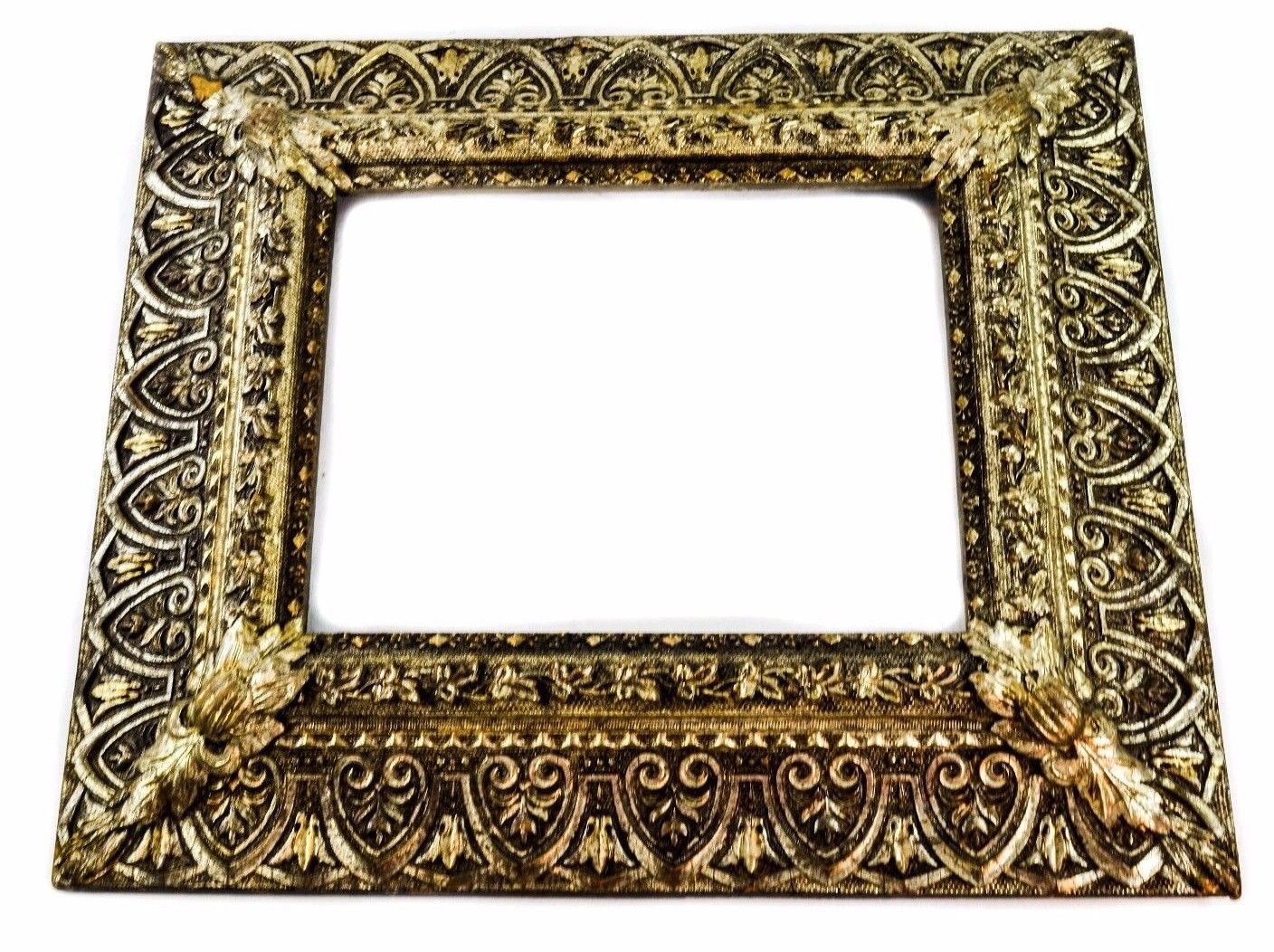 ANTIQUE VICTORIAN ORNATE SILVER & GOLD WOOD AND GESSO LARGE FRAME