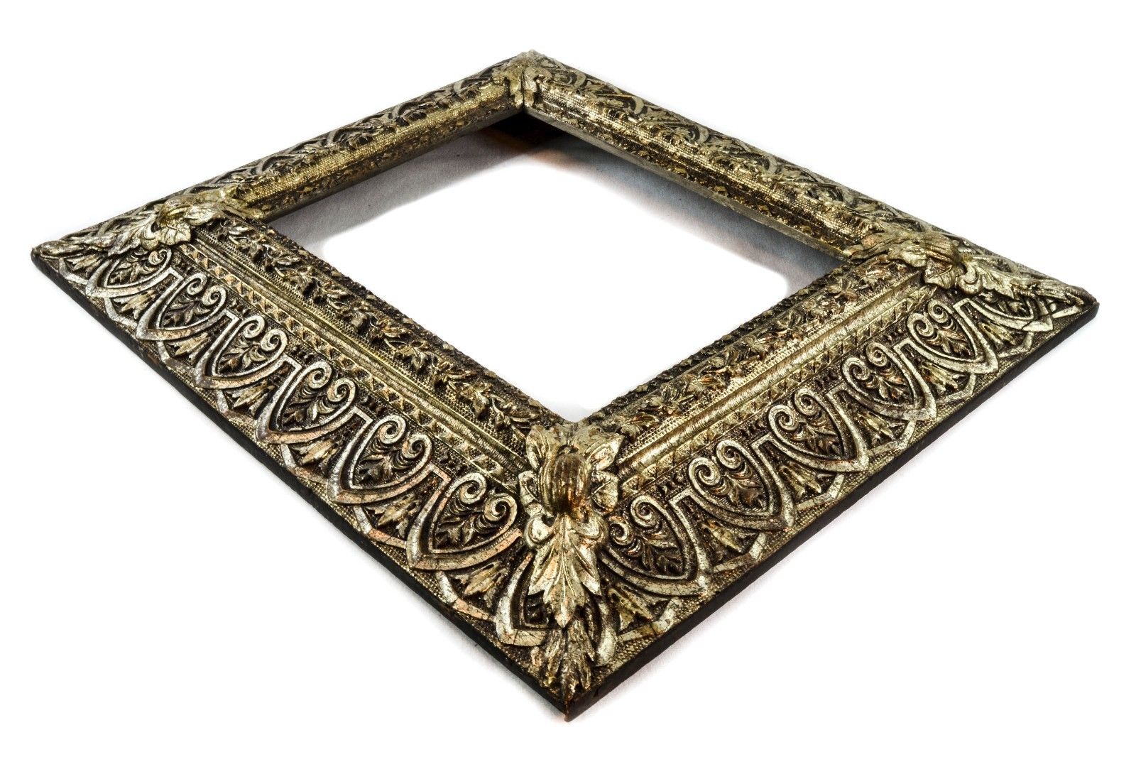 ANTIQUE VICTORIAN ORNATE SILVER & GOLD WOOD AND GESSO LARGE FRAME