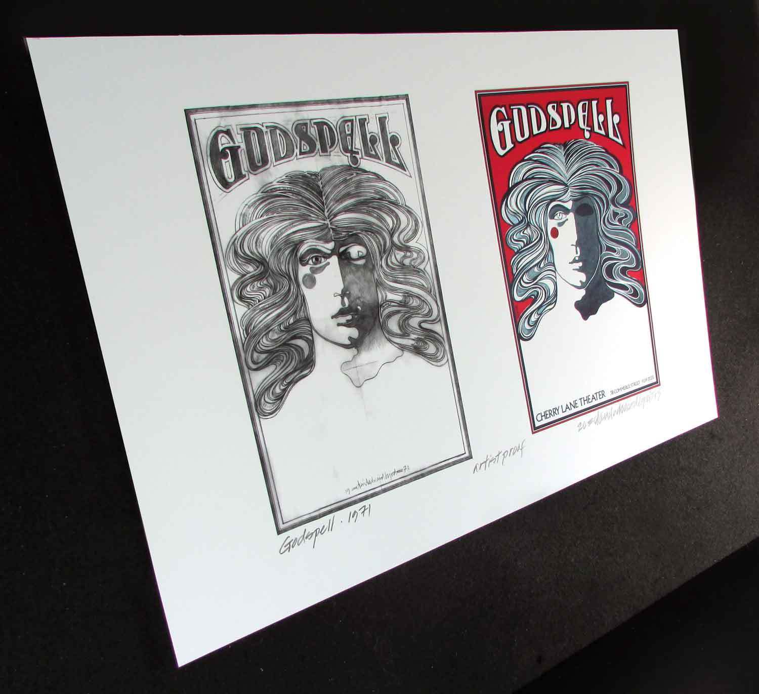 Godspell Poster New Original Image + Found Sketch A/P Signed by David Byrd