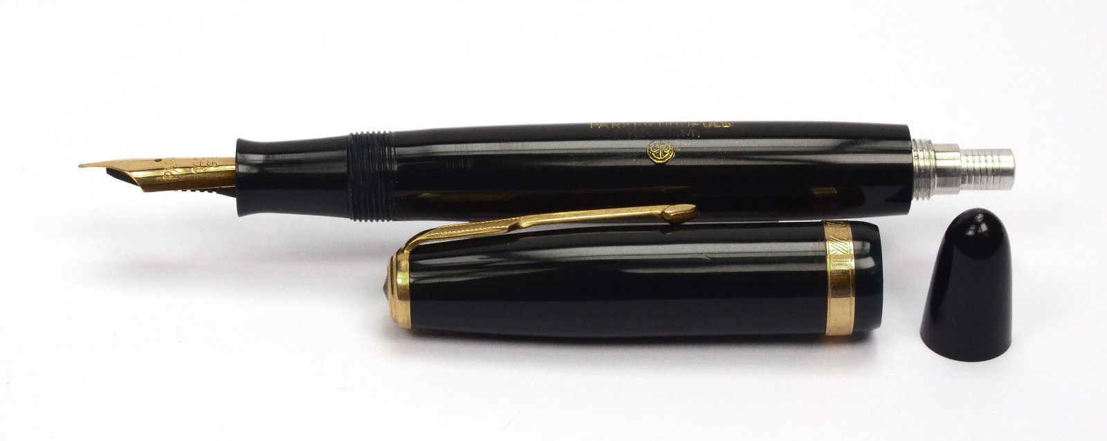 PARKER Duofold Dark Blue Vintage Fountain Pen England 1950's EF Nib