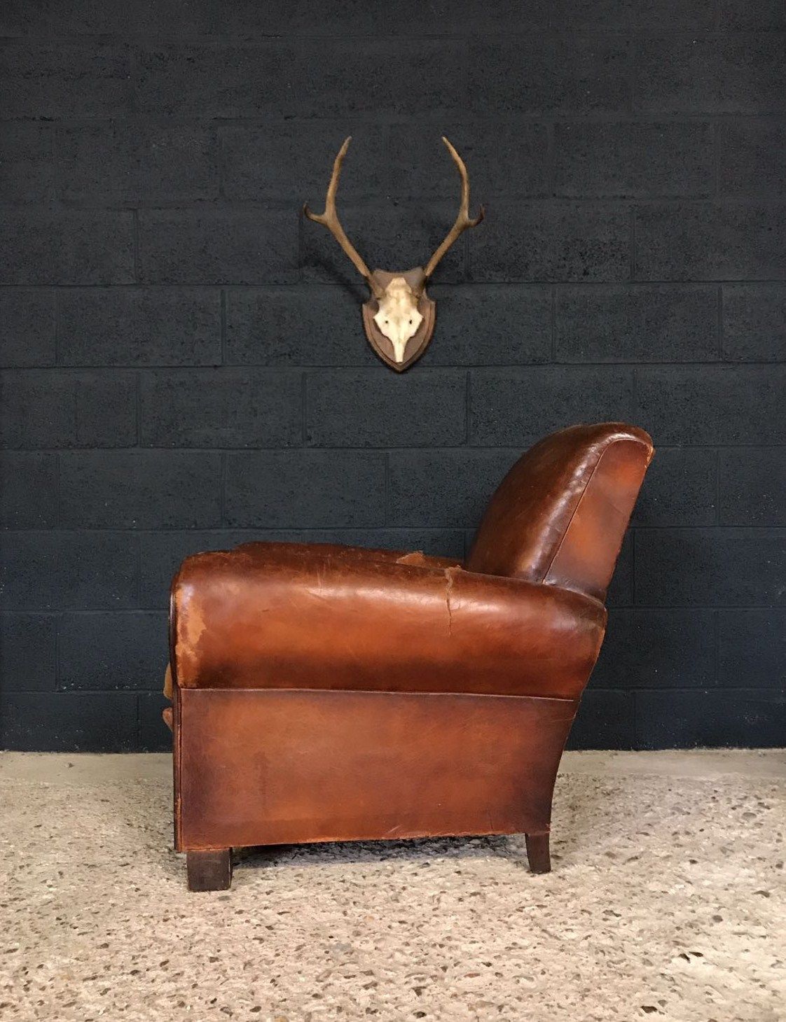 Vintage Antique French Leather Club Chair