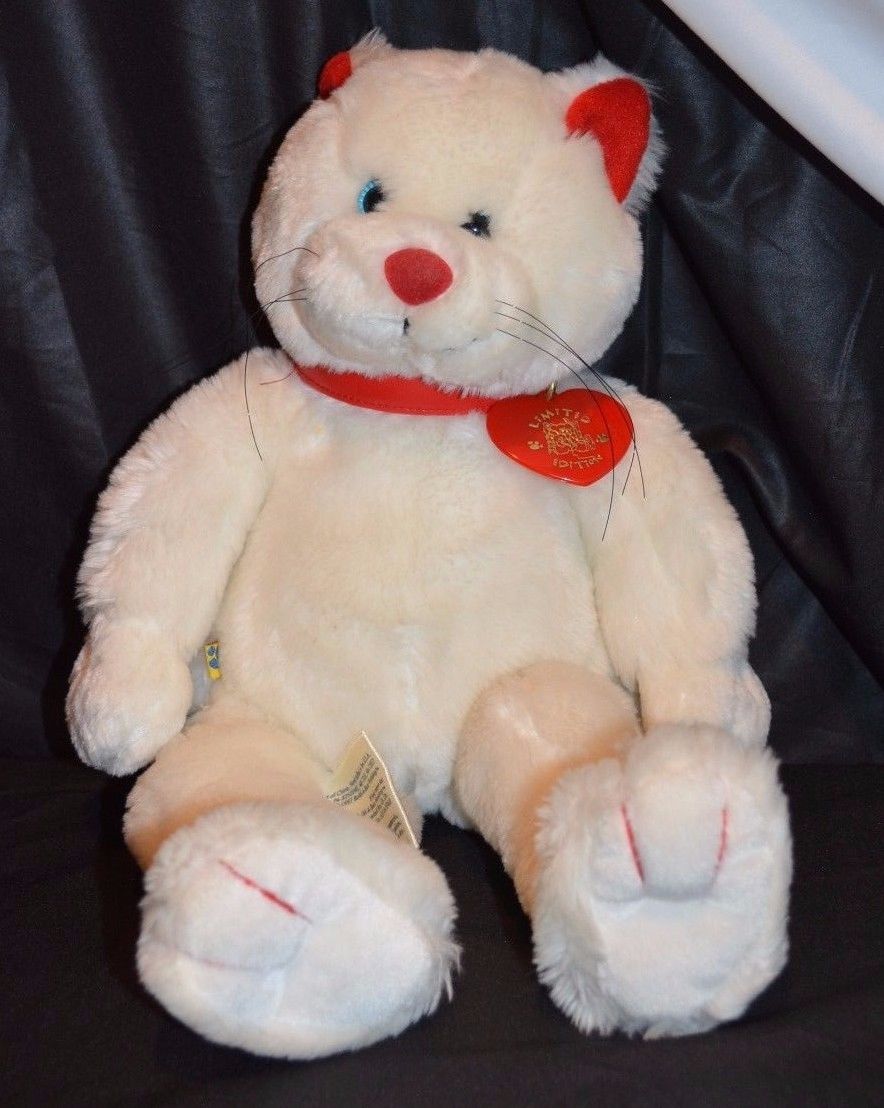 Build A Bear Floppy Cat Limited Edition 16" Stuffed Animal Plush White Retired