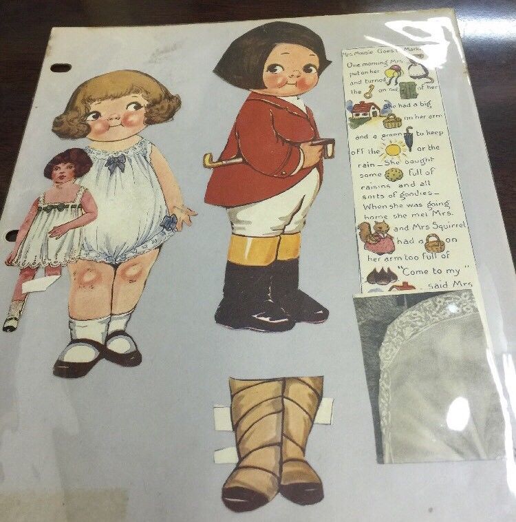 Rare Old Vintage Bumpty Paper Doll With Little Fold Up Story Book