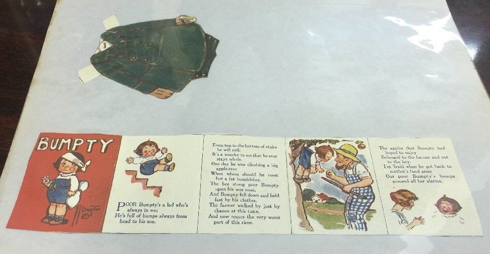 Rare Old Vintage Bumpty Paper Doll With Little Fold Up Story Book