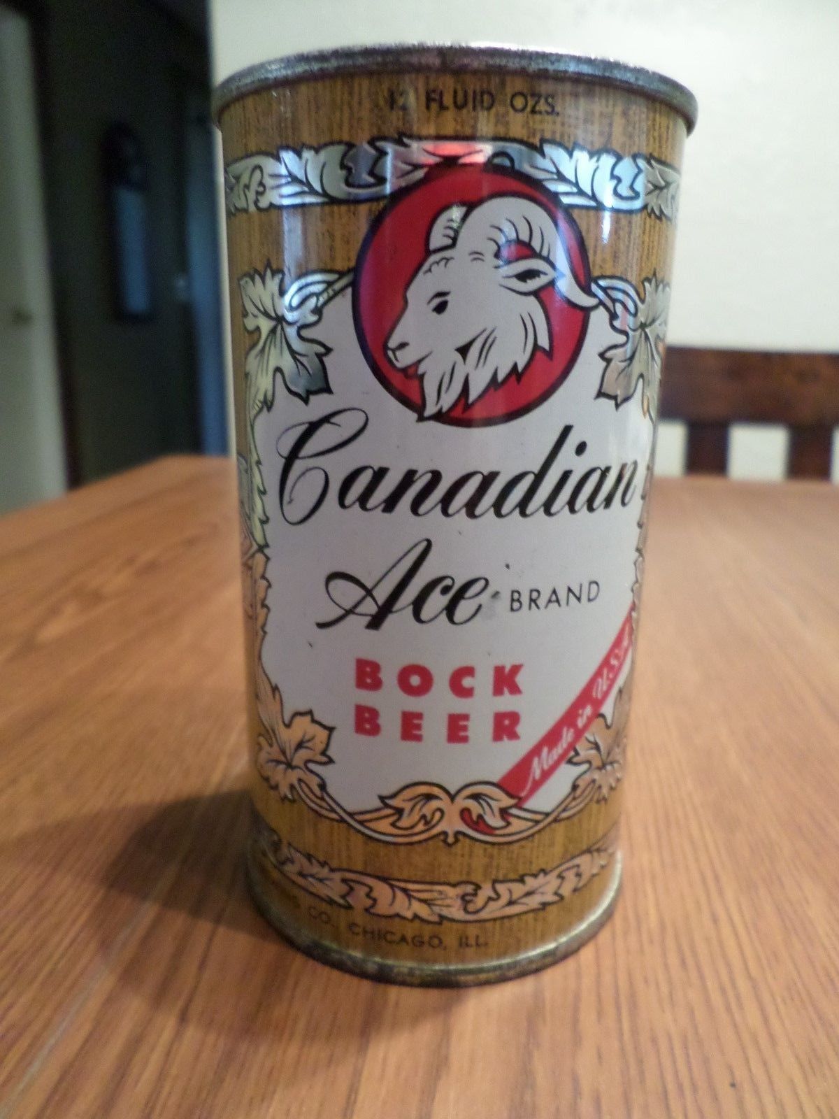 Rare Beauty Hi Grade Vintage Canadian Ace BOCK Chicago Flat Top Beer Can