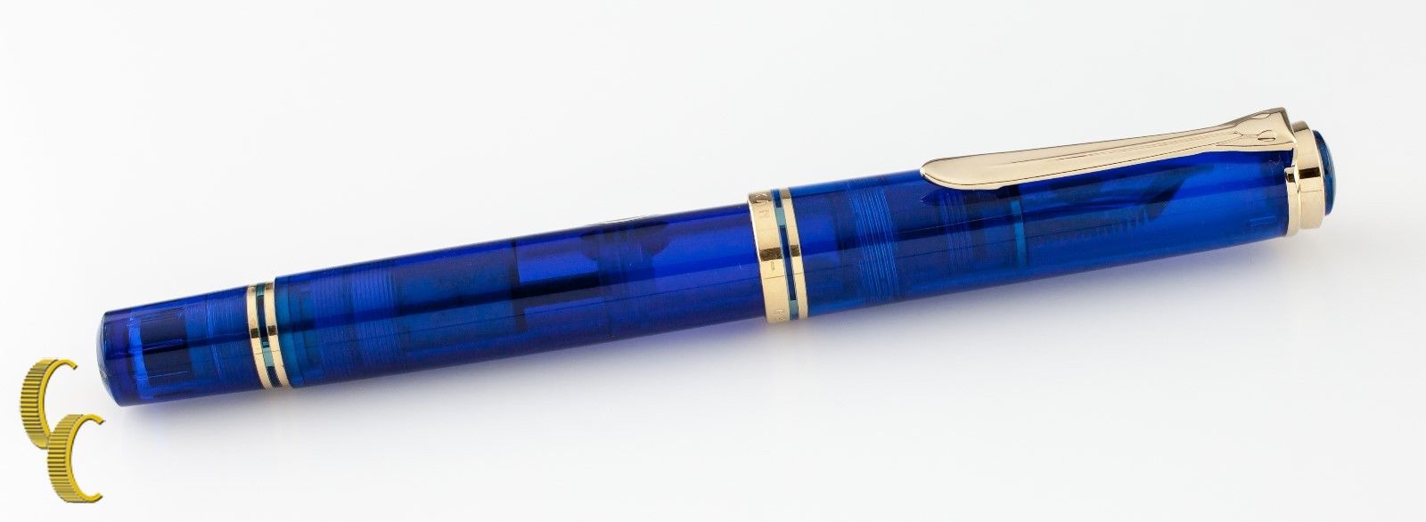 Pelikan W Germany LE Blue Ocean Demonstrator Fountain Pen Gold Trim Cap 18k Nib