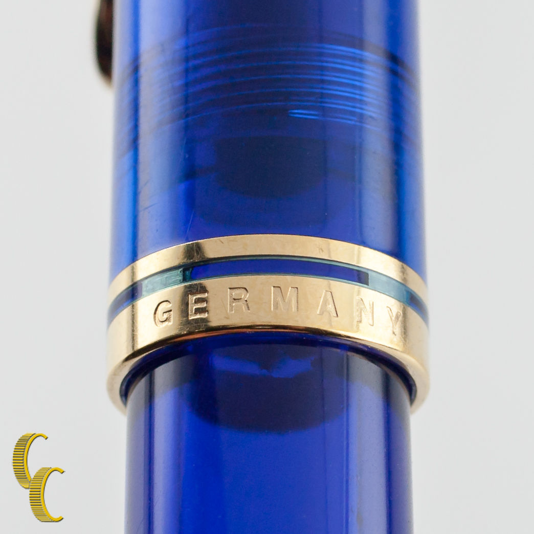 Pelikan W Germany LE Blue Ocean Demonstrator Fountain Pen Gold Trim Cap 18k Nib