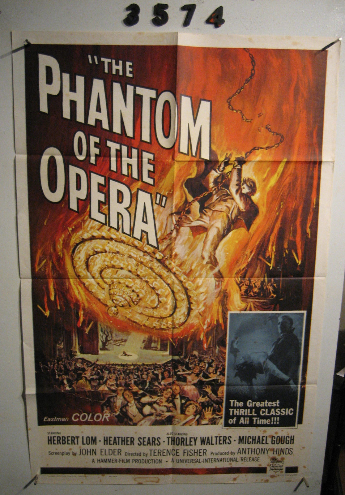 The Phantom of the Opera Original 1sh Movie Poster '62 Hammer horror