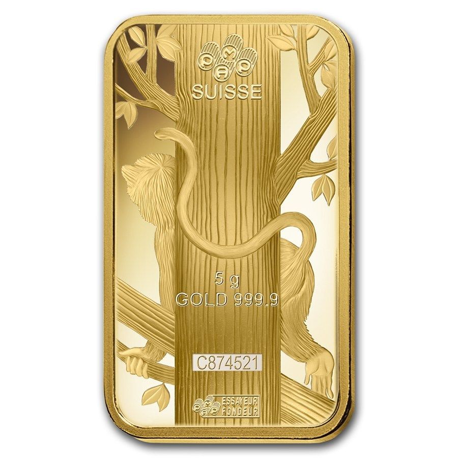 5~GRAM ~ PURE 9999 GOLD ~ YEAR of the MONKEY ~ PAMP SUISSE ~ SEALED BAR ~$278.88