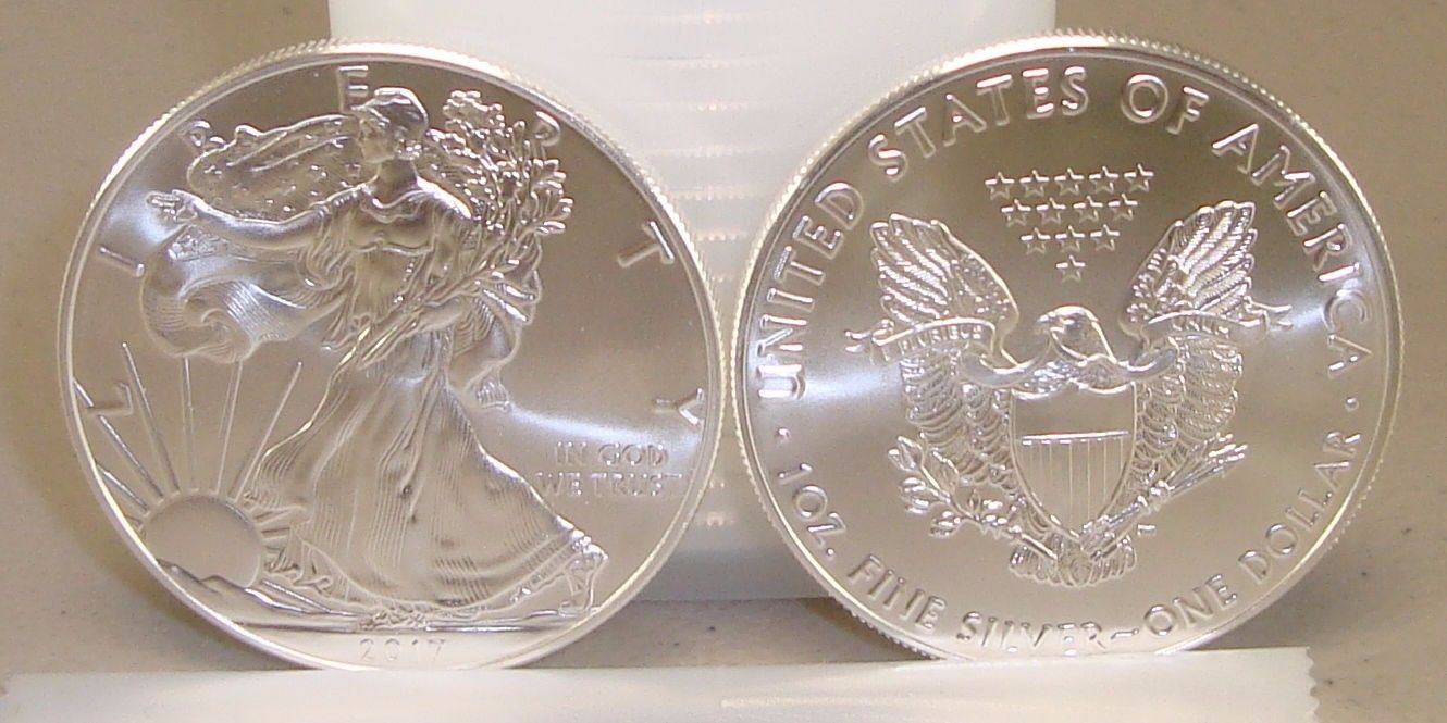 2017 American $1 Silver Eagle Roll Of 20 Coins 999 Fine Silver 20 Troy Ounces