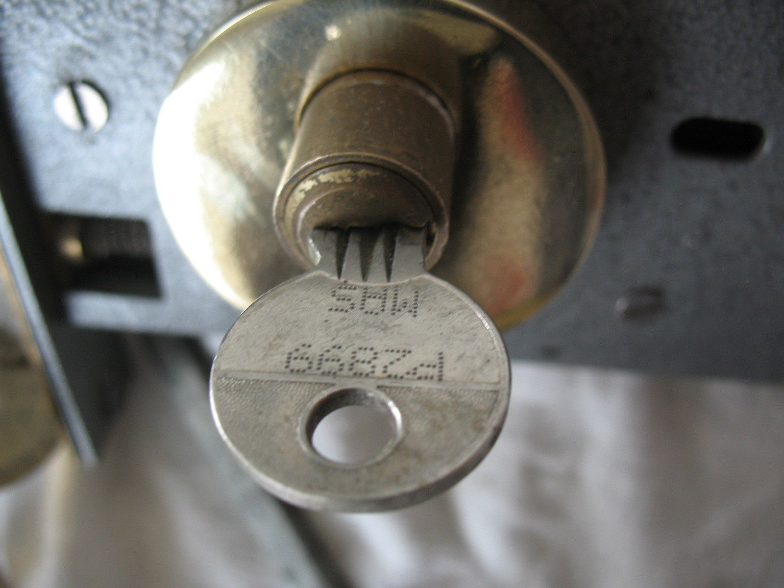 Old reclaim LAIDLAW door lock & key with solid brass oval door handles