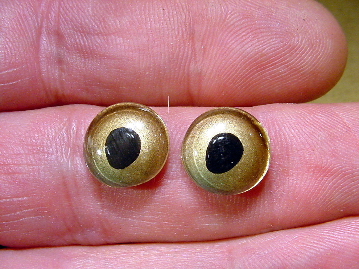 a pair vintage solid Glass Eyes size 12 mm teady bear taxidermy age 1910 A 1101