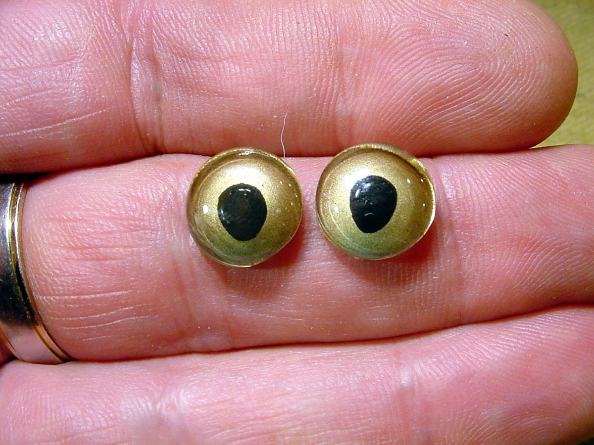 a pair vintage solid Glass Eyes size 12 mm teady bear taxidermy age 1910 A 1101