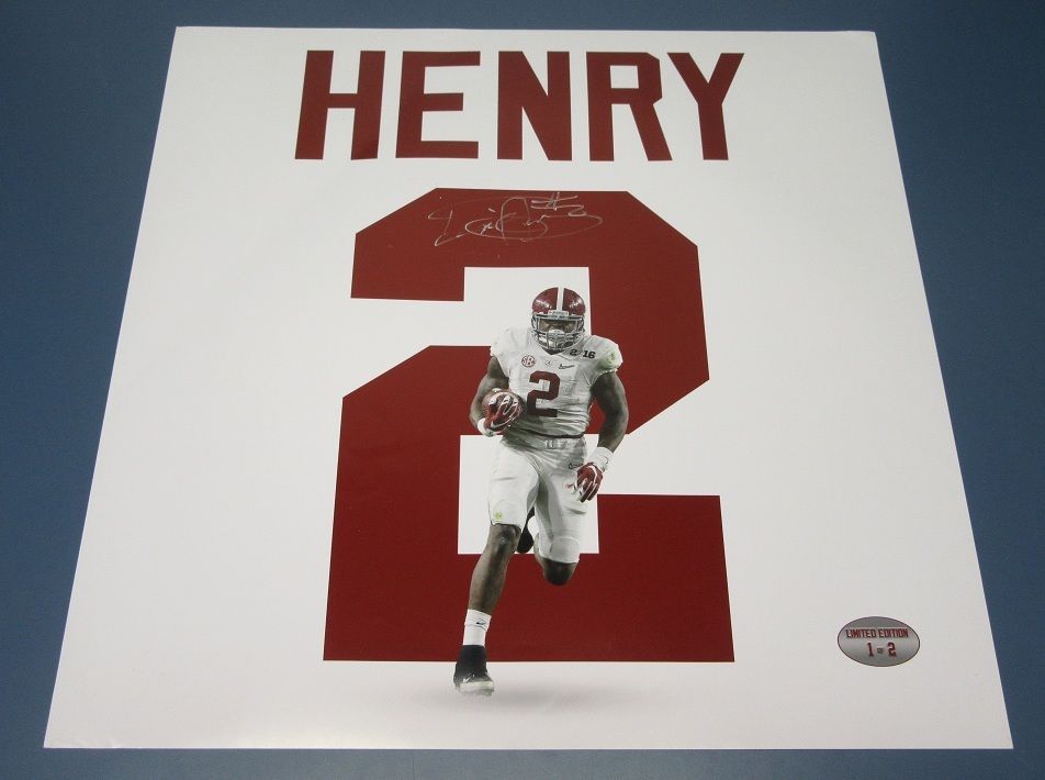 DERRICK HENRY "Jersey #, Limited to 2" Signed 20x20 Photo Alabama Crimson Tide