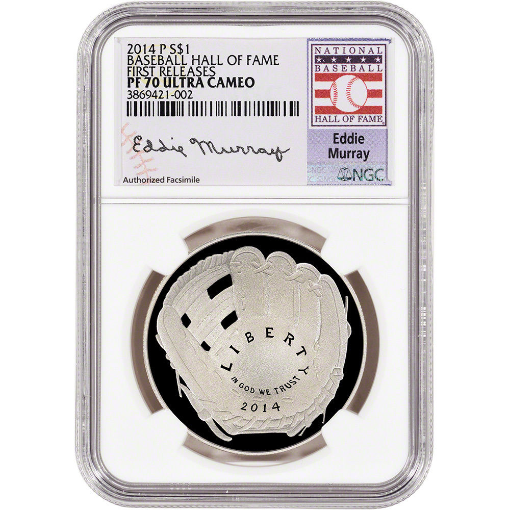 2014-P US Baseball Proof Silver $1 - NGC PF70 HOF Eddie Murray First Releases