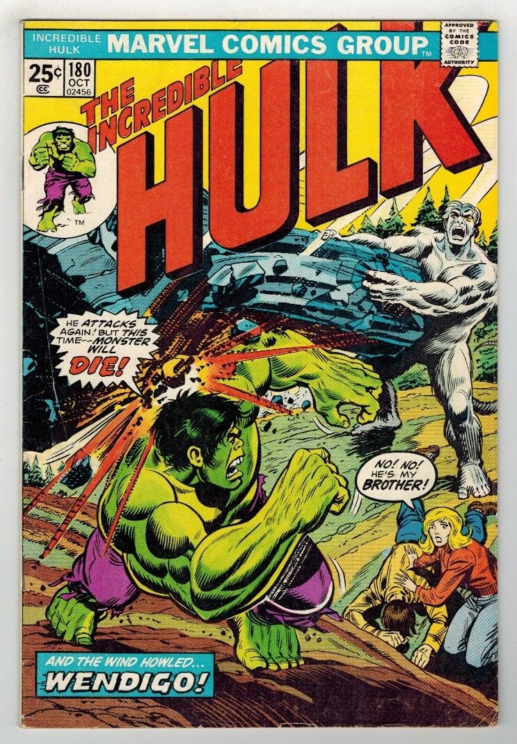 INCREDIBLE HULK #180 - 1st APP WOLVERINE (CAMEO) - HERB TRMPE ART - MARVEL/1974