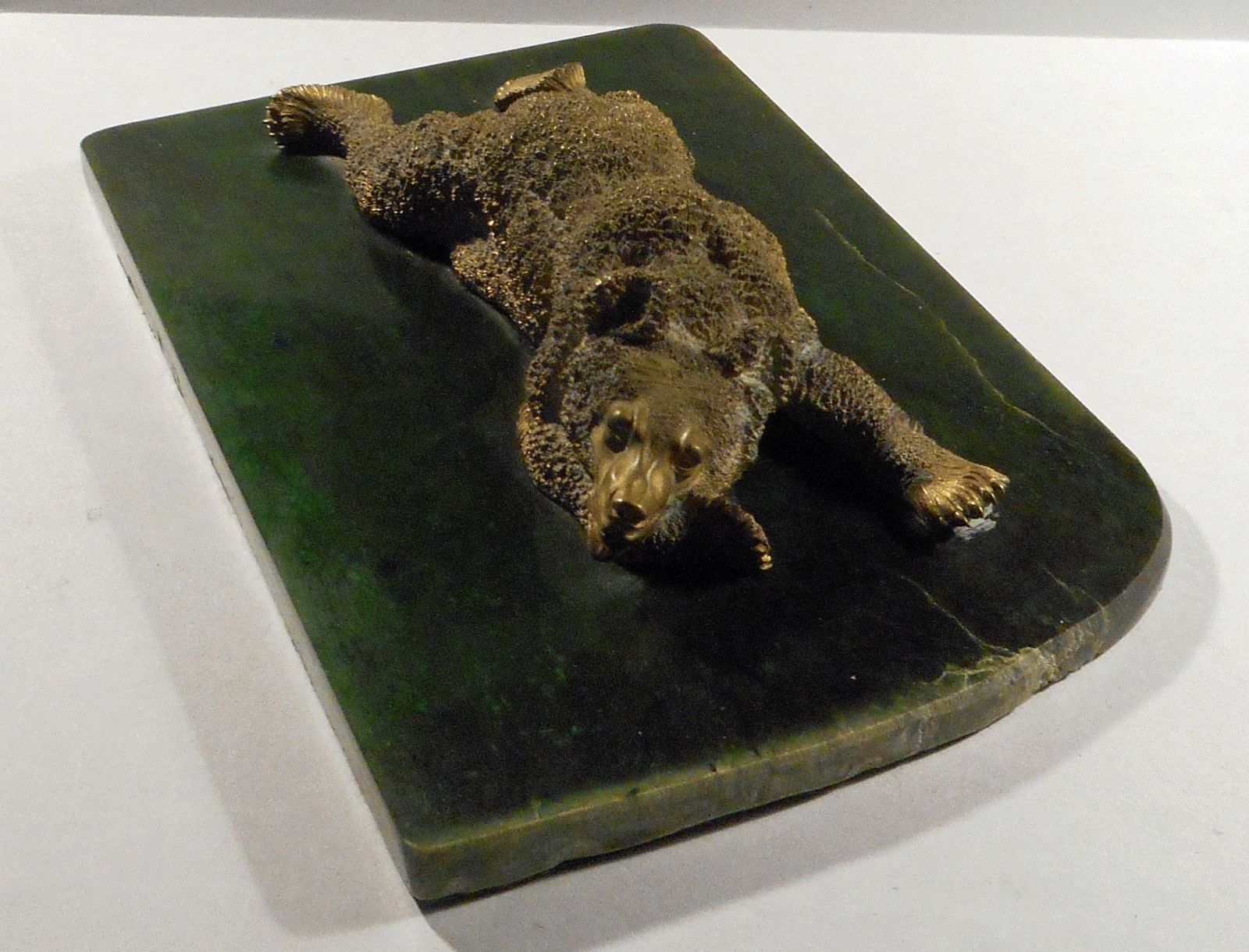 Rare Russian Figure of a Bear on Jade Base; Late 19th Century