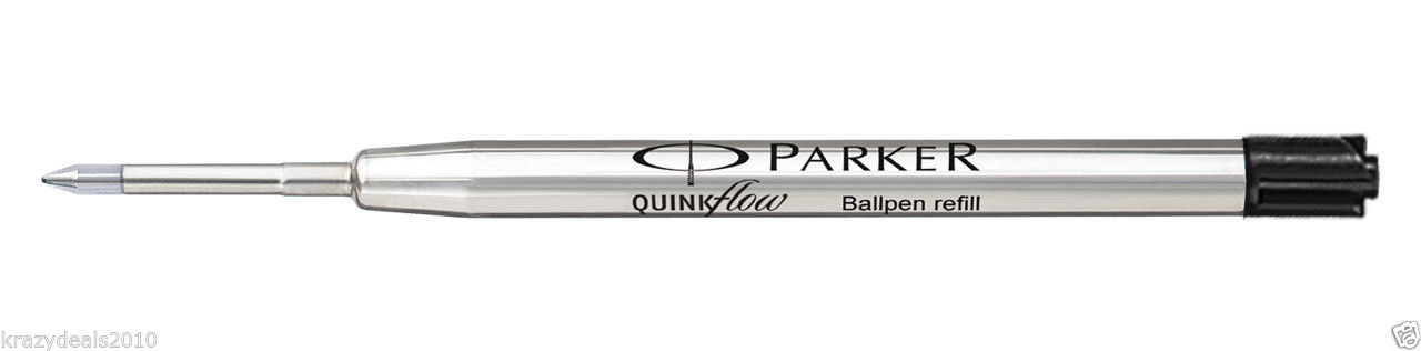 5 x Parker Quink Ball Point Pen Refill Refills, Black Ink Medium Tip, 1mm, New