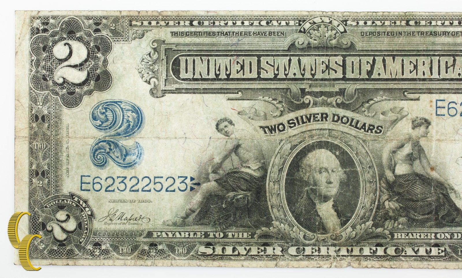 Series 1899 $2 Silver Certificate Large Size Note (Fine+, F+ Condition)