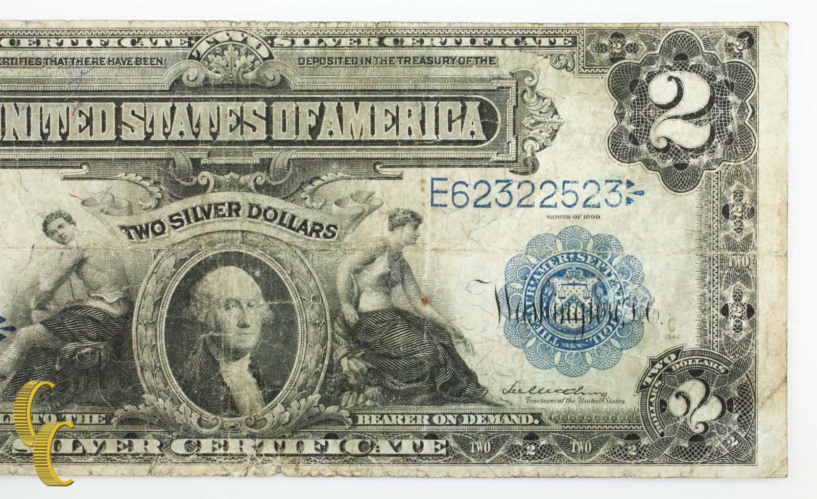 Series 1899 $2 Silver Certificate Large Size Note (Fine+, F+ Condition)