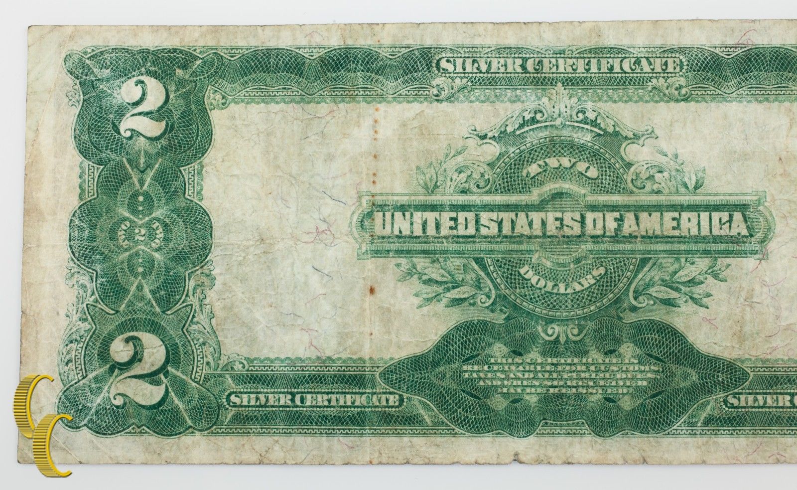 Series 1899 $2 Silver Certificate Large Size Note (Fine+, F+ Condition)