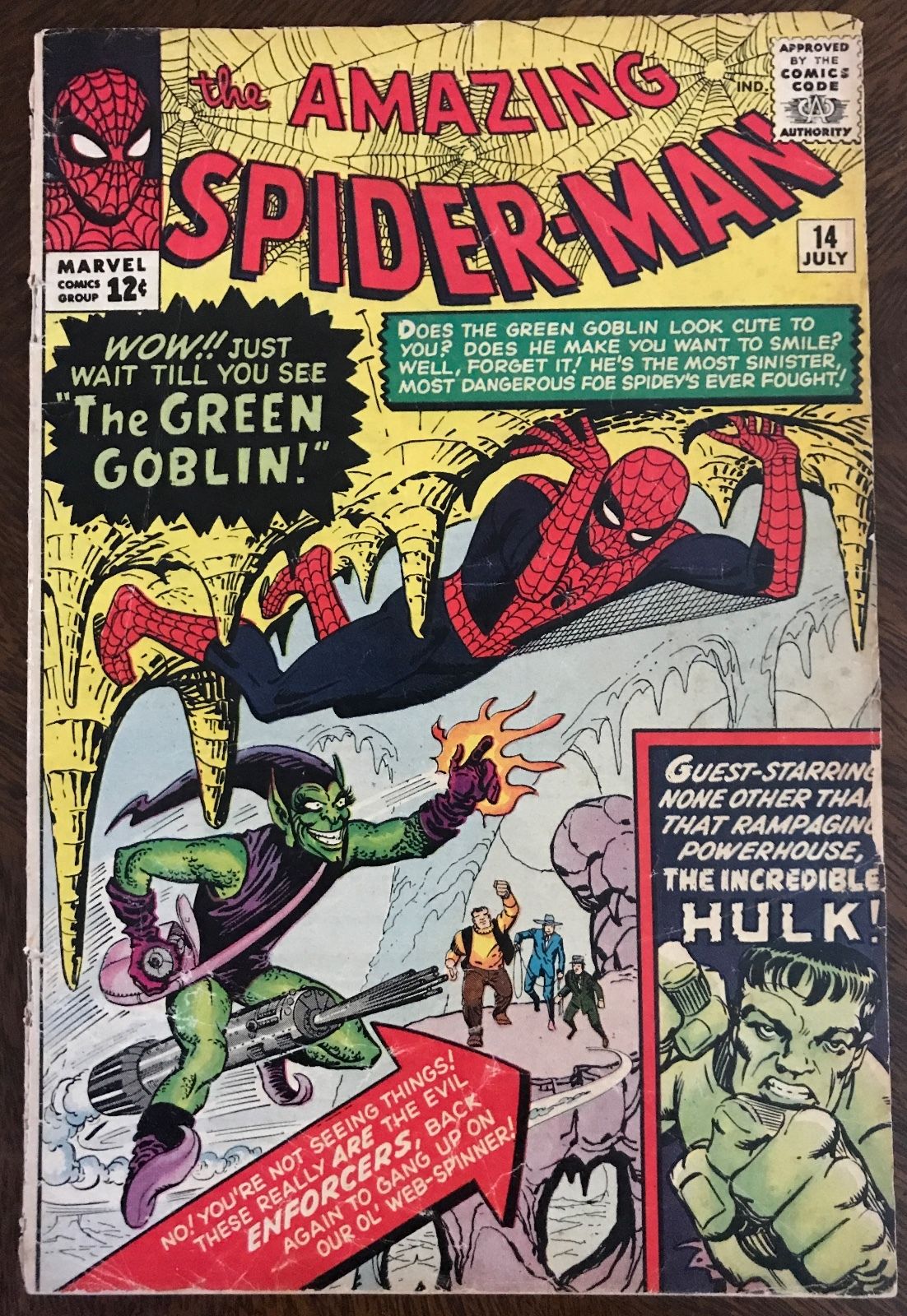 The Amazing Spider-Man 14. 1st appearance Green Goblin. Marvel Comics. VG