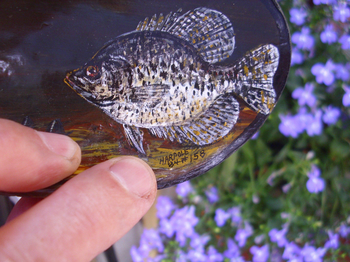 Hand-painted "Shell-scape" by Jim Harpole renowned Wisconsin Folk art painter