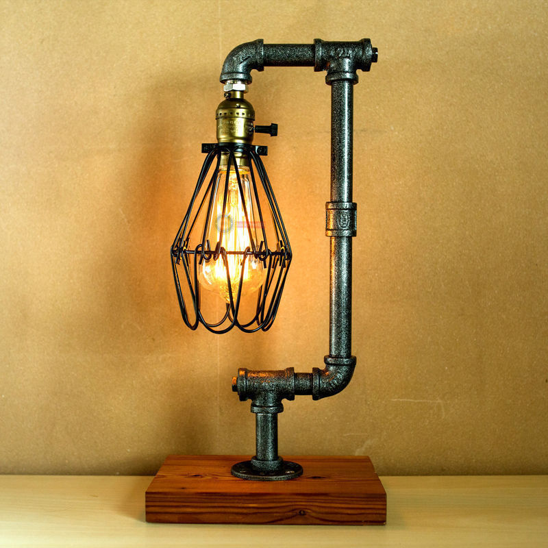 Dimming Vintage Industrial Retro Adjustable Iron Pipe Desk Table Lamp Light