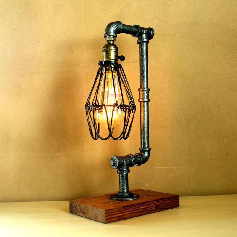 Dimming Vintage Industrial Retro Adjustable Iron Pipe Desk Table Lamp Light