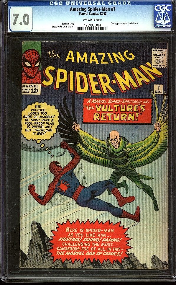 Amazing Spider-man 7 cgc 7.0 OW Silver Key Marvel Comic 2nd Ap Vulture IGKC L@@K