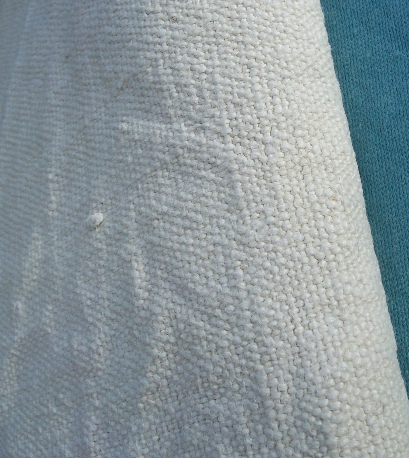 Antique French 1880 Fabric Pure Chanvre Hemp Woven Linen Material Oatmeal