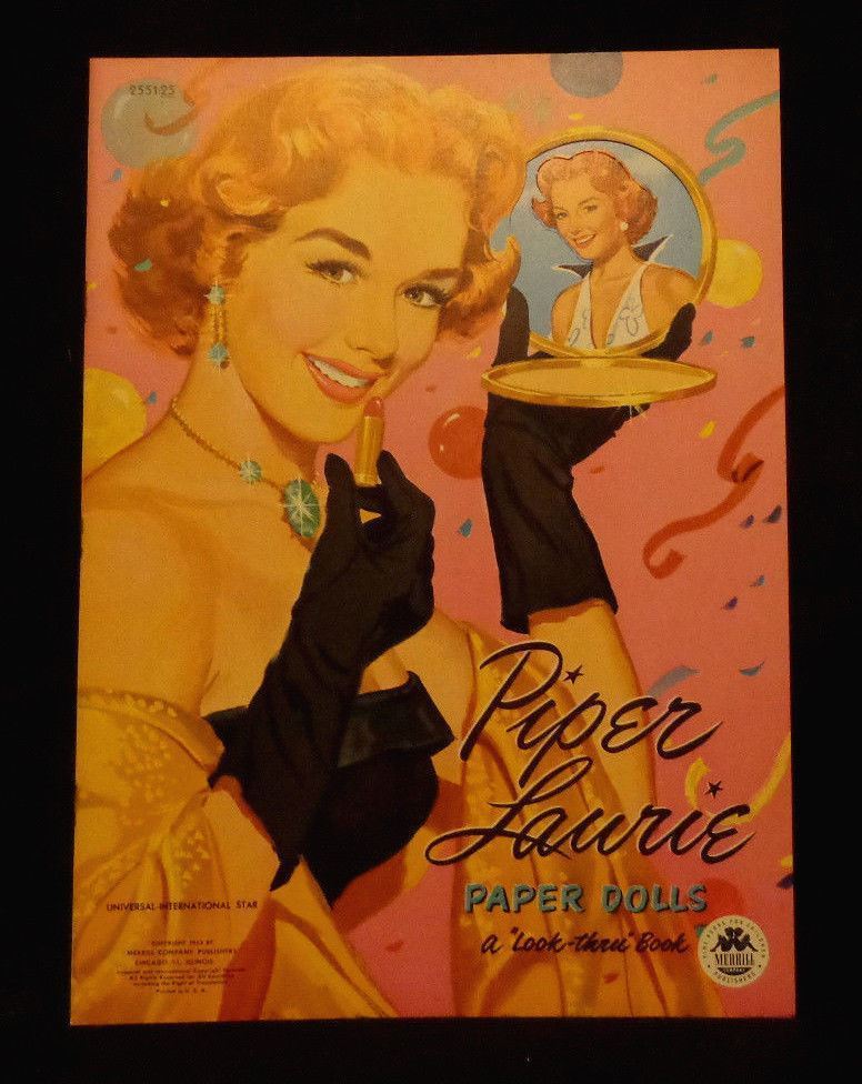 Vintage Piper Laurie Uncut Paper Dolls  Look Thru Book Merrill 1953  Almost Mint