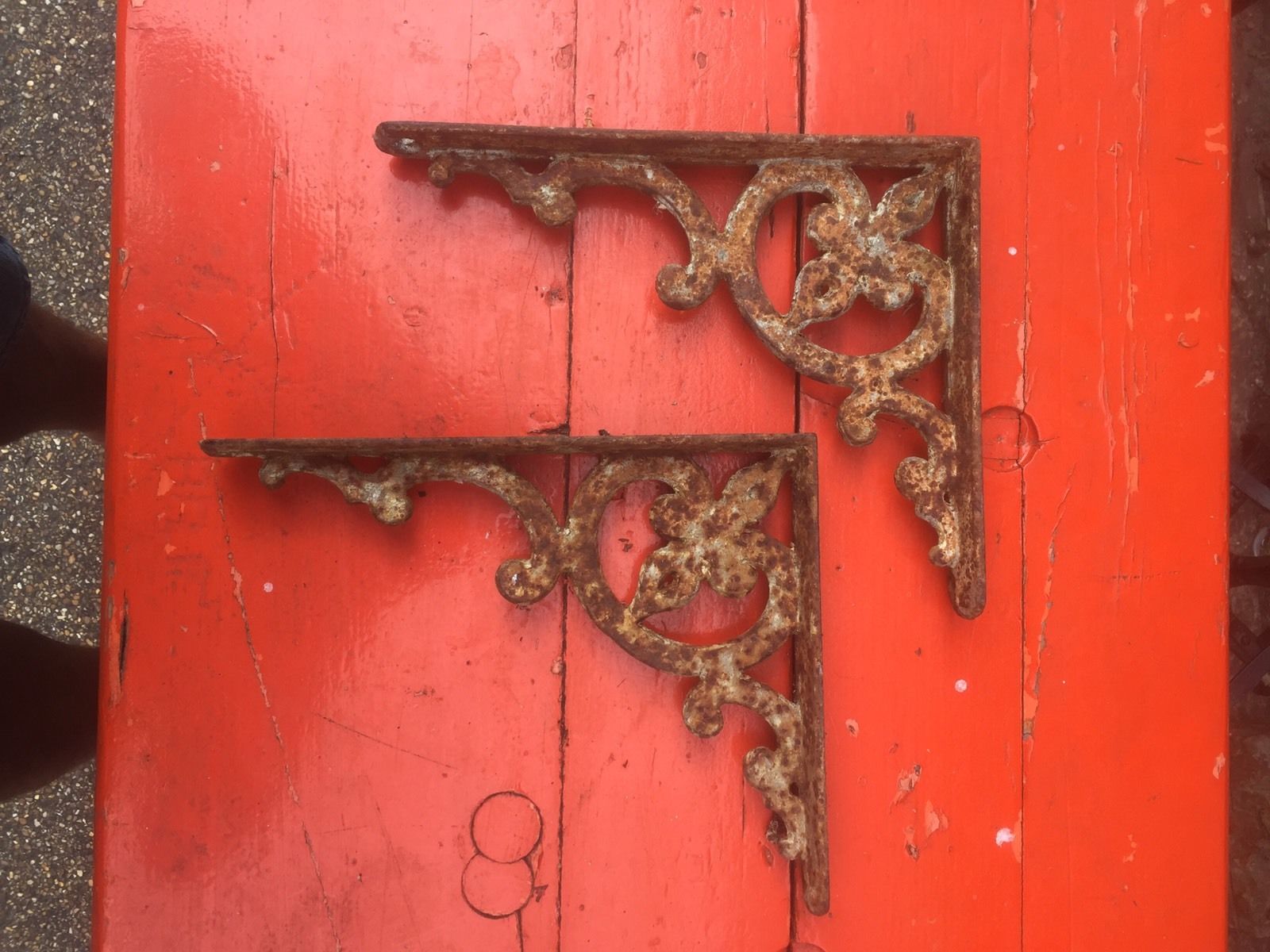 Victorian Cast Iron Decorative Shelf Brackets , Antique Architectural Salvage