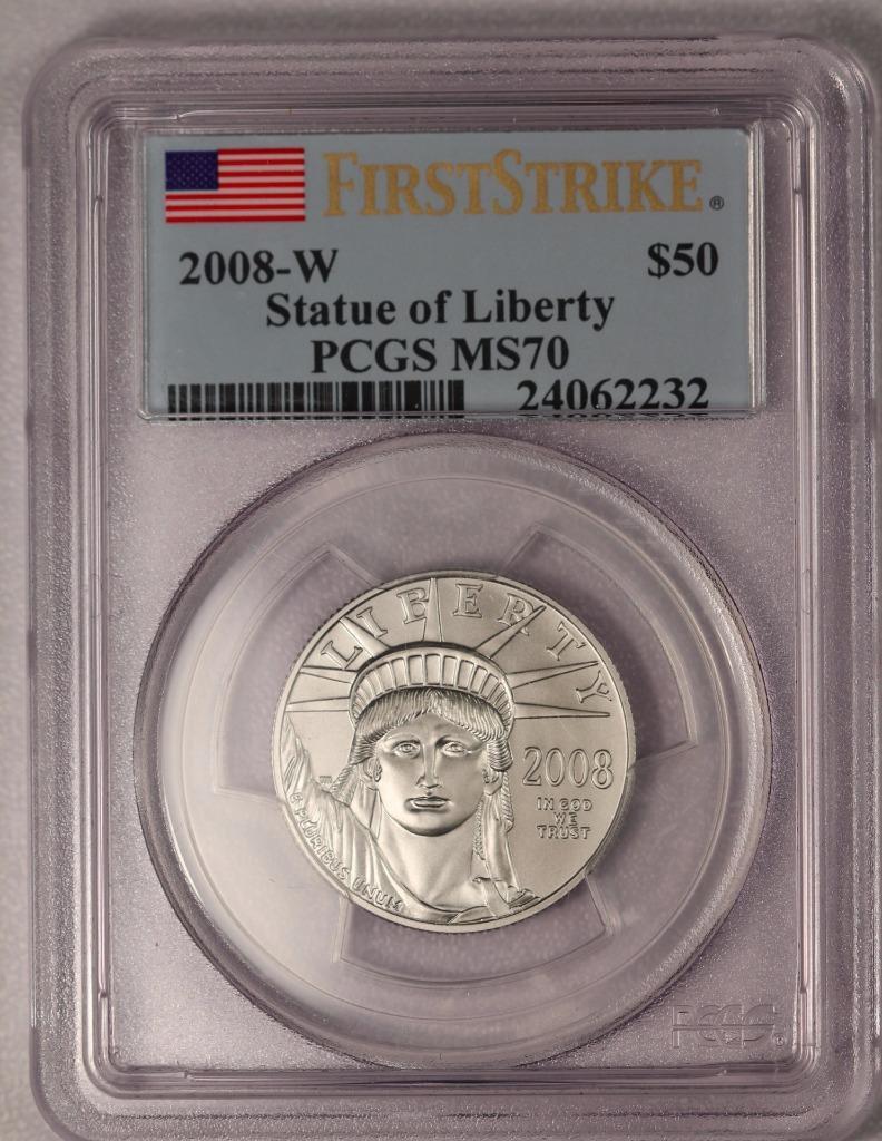 2008-W $50 Platinum American Eagle PCGS MS70 First Strike (Super Low Mintage)