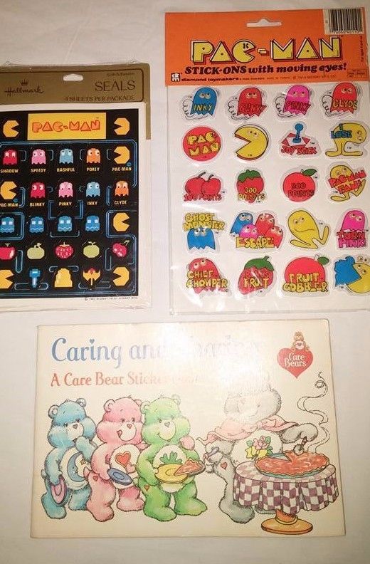 80s Movie Prop Kool-Aid Man Inflatable Pac-Man Care Bears Ziggy E.T. Sticker Lot