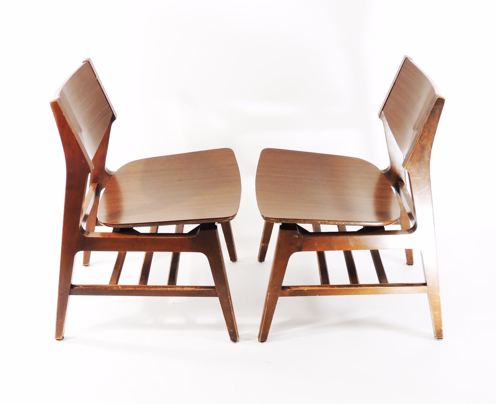 Set of 2 Vintage Danish Modern Style Wood Formica Chairs