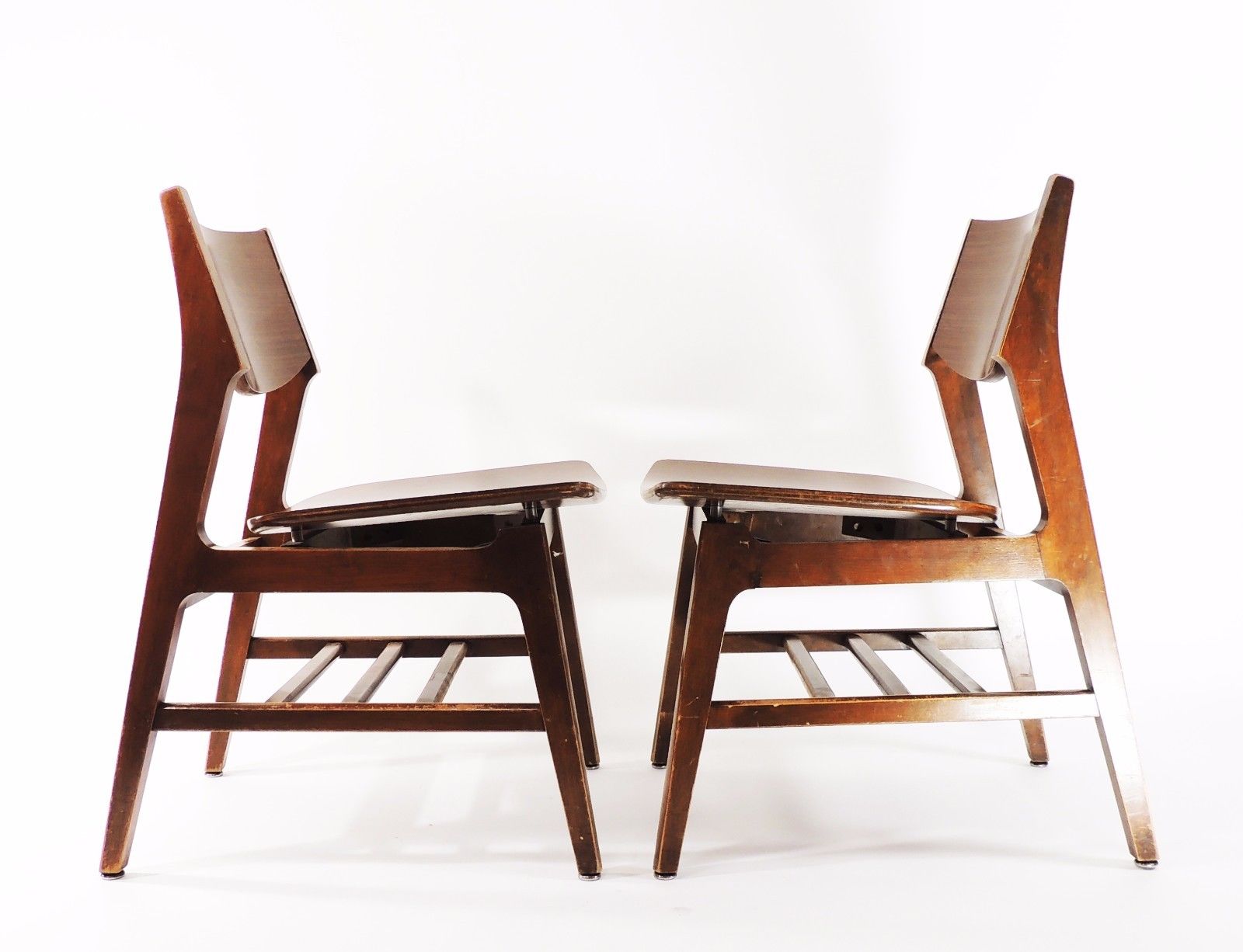 Set of 2 Vintage Danish Modern Style Wood Formica Chairs