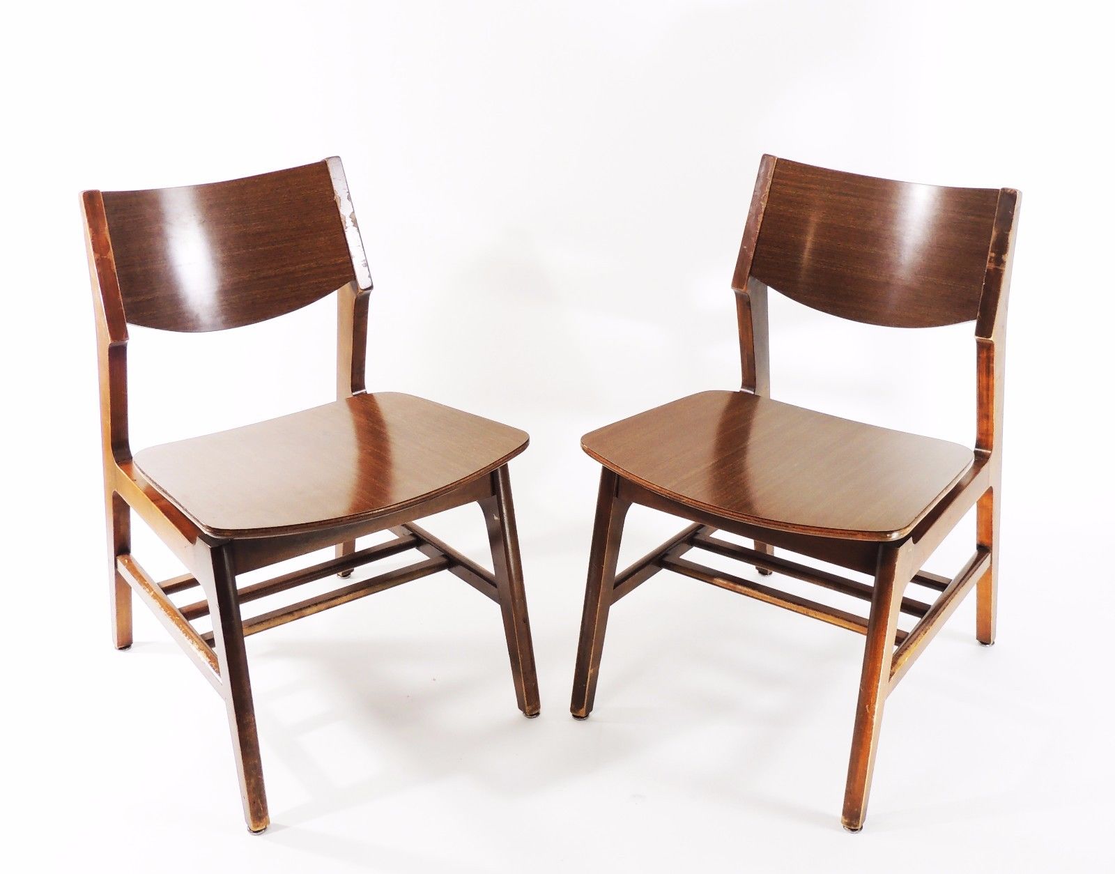 Set of 2 Vintage Danish Modern Style Wood Formica Chairs