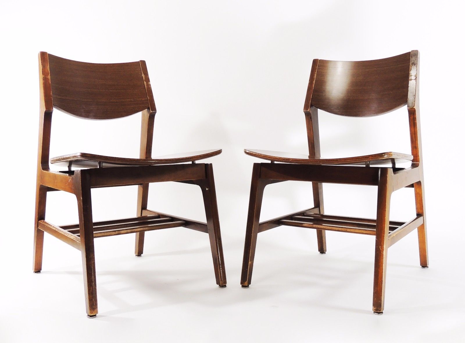 Set of 2 Vintage Danish Modern Style Wood Formica Chairs