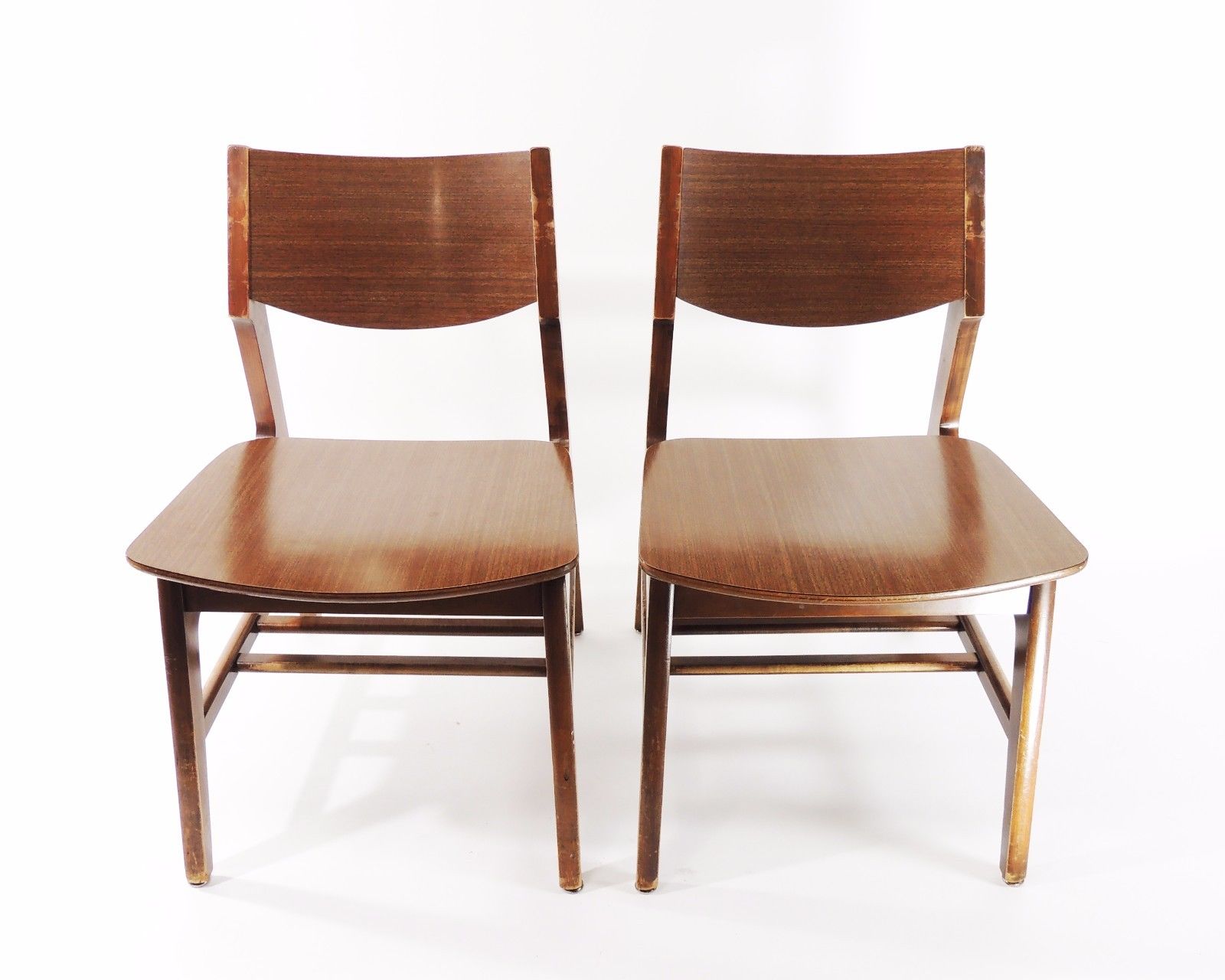 Set of 2 Vintage Danish Modern Style Wood Formica Chairs